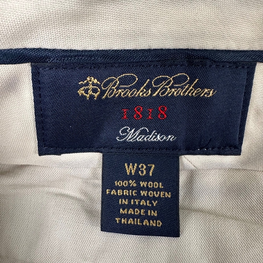 Brooks Brothers Madison Dress Pants Mens 37W 100% Wool Gray Pleated - Picture 3 of 13